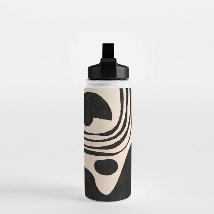 Abstract Mid-Century Modern Black and Beige Composition Water Bottle Gallery Image 2