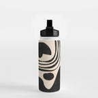 Abstract Mid-Century Modern Black and Beige Composition Water Bottle Gallery Image 2