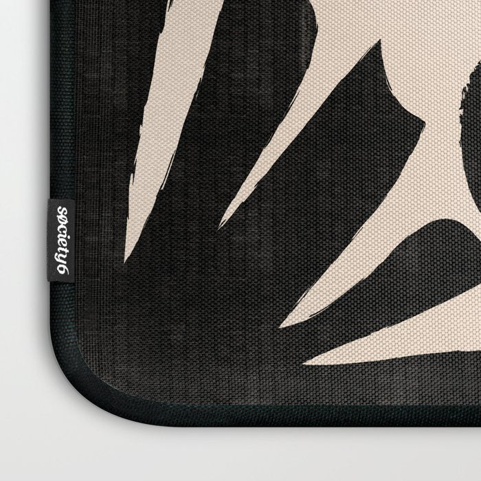 Abstract Mid-Century Modern Black and Beige Composition Laptop Sleeve Gallery Image 3