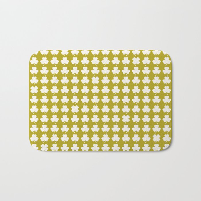 Clovers XX Chartreuse Botanical Pattern Bath Mat Gallery Image 1