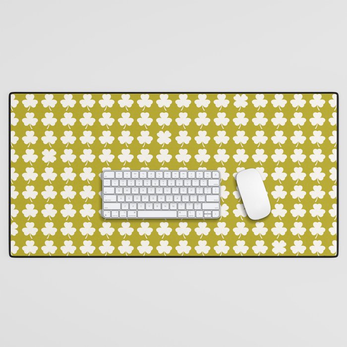 Clovers XX Chartreuse Botanical Pattern Desk Mat Gallery Image 1