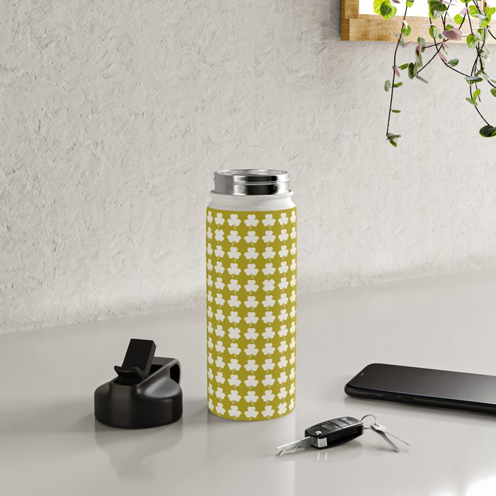 Clovers XX Chartreuse Botanical Pattern Water Bottle Gallery Image 4