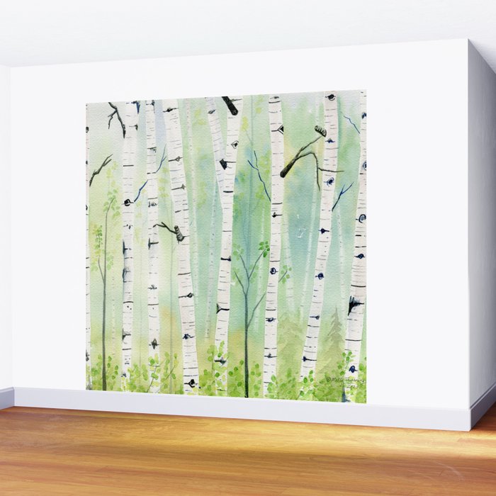 Birch Trees 2  Wall Mural Gallery Image 2