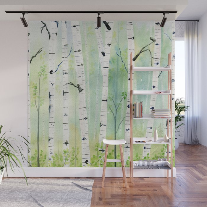 Birch Trees 2  Wall Mural Gallery Image 1