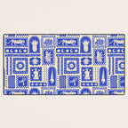 Vintage tropical summer patchwork tapestry pattern Desk Mat Gallery Image 3