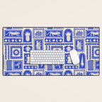 Vintage tropical summer patchwork tapestry pattern Desk Mat Gallery Image 1