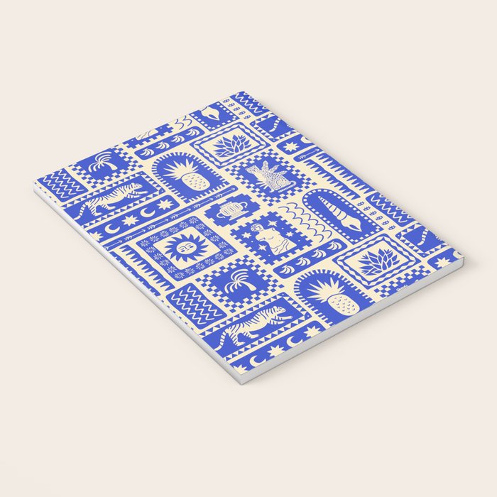Vintage tropical summer patchwork tapestry pattern Notebook Gallery Image 3