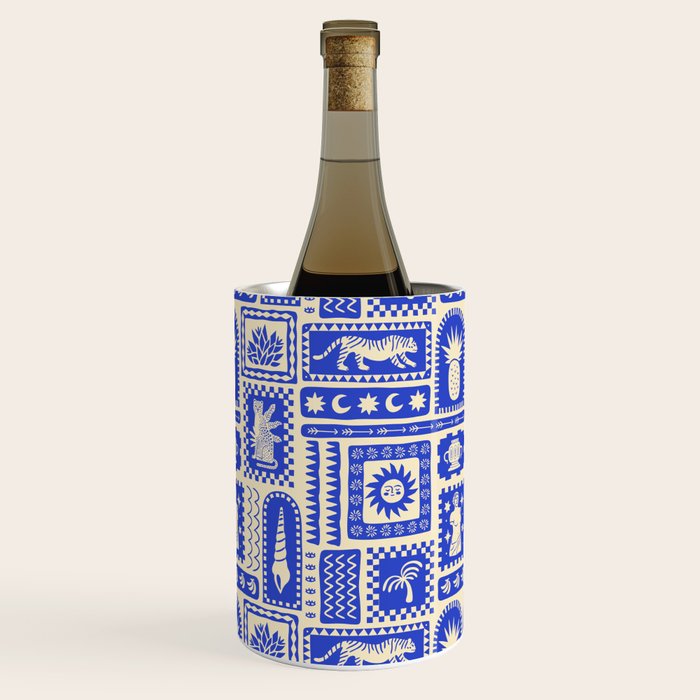 Vintage tropical summer patchwork tapestry pattern Wine Chiller Gallery Image 1