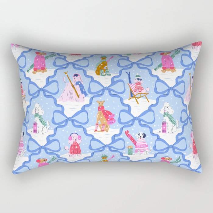 Apres Ski Dogs with Bows Rectangular Pillow Gallery Image 2