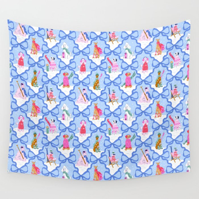 Apres Ski Dogs with Bows Wall Tapestry Gallery Image 4