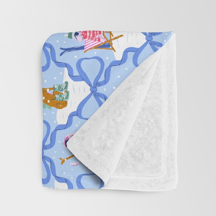 Apres Ski Dogs with Bows Throw Blanket Gallery Image 3