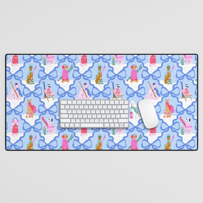 Apres Ski Dogs with Bows Desk Mat Gallery Image 1