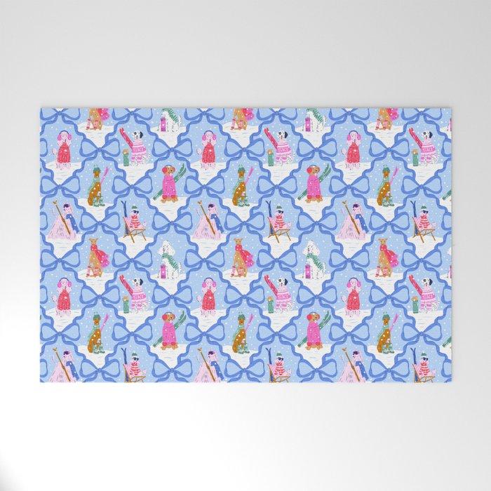 Apres Ski Dogs with Bows Welcome Mat Gallery Image 1