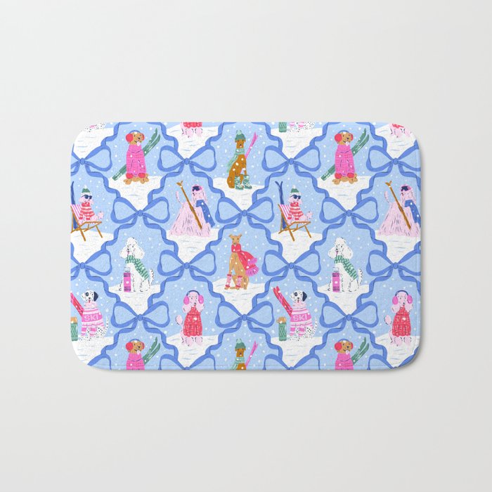 Apres Ski Dogs with Bows Bath Mat Gallery Image 1