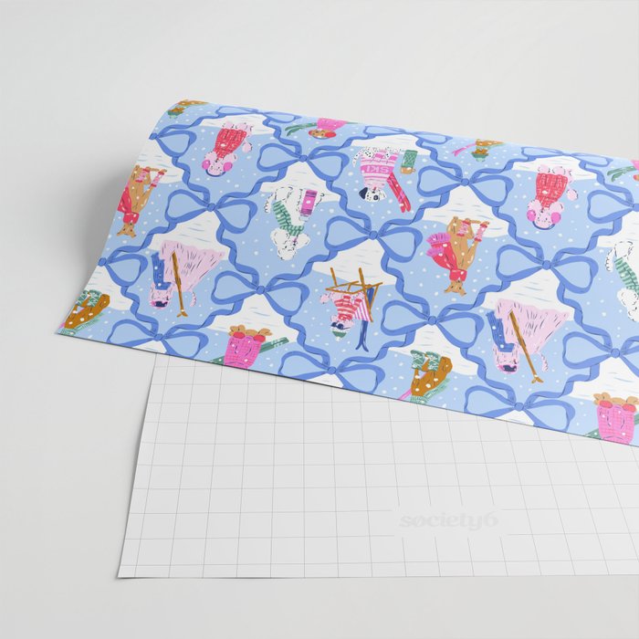 Apres Ski Dogs with Bows Wrapping Paper Gallery Image 2