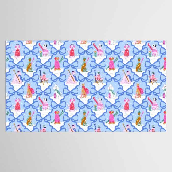 Apres Ski Dogs with Bows Tablecloth Gallery Image 2