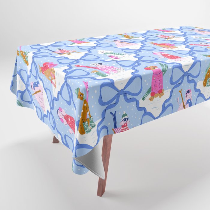 Apres Ski Dogs with Bows Tablecloth Gallery Image 1