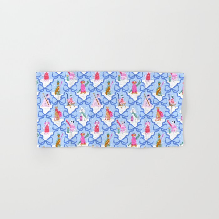 Apres Ski Dogs with Bows Bath Towel Gallery Image 1