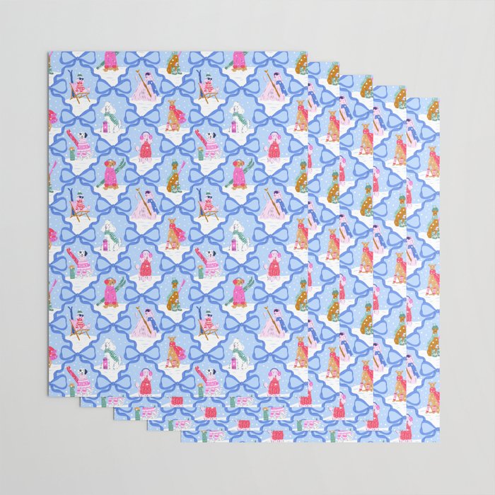 Apres Ski Dogs with Bows Wrapping Paper Gallery Image 3