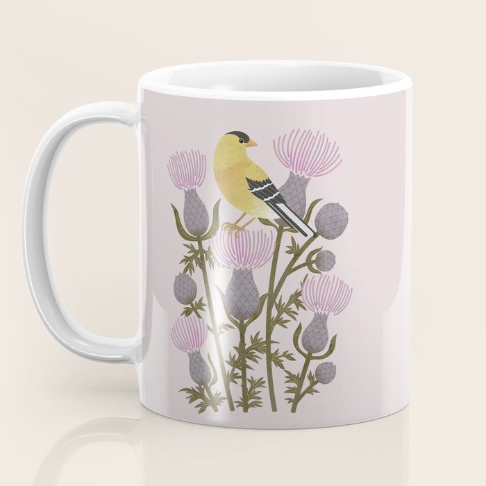 Goldfinch on Purple Thistles Coffee Mug Gallery Image 3