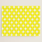 Mid Century Modern Atomic Age Starburst Pattern Yellow and White Jigsaw Puzzle Gallery Image 1