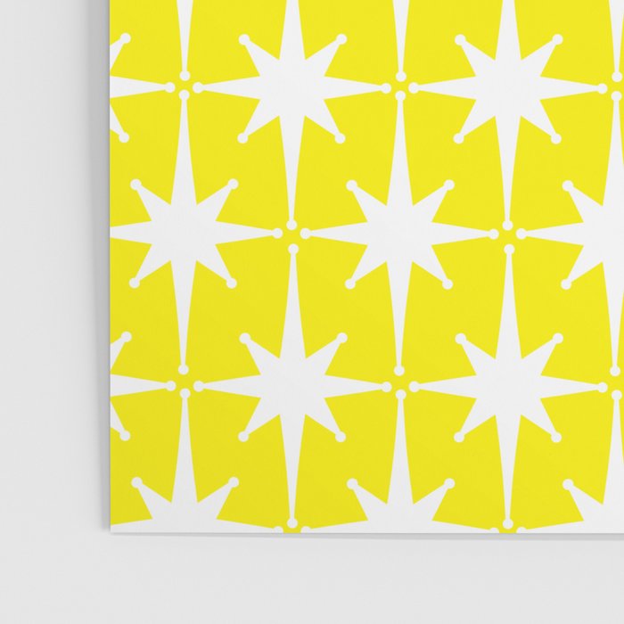 Mid Century Modern Atomic Age Starburst Pattern Yellow and White Poster Gallery Image 3