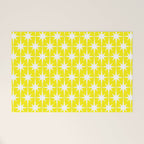 Mid Century Modern Atomic Age Starburst Pattern Yellow and White Welcome Mat Gallery Image 1