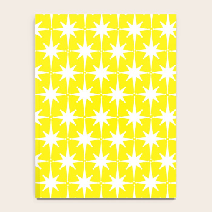 Mid Century Modern Atomic Age Starburst Pattern Yellow and White Notebook Gallery Image 4