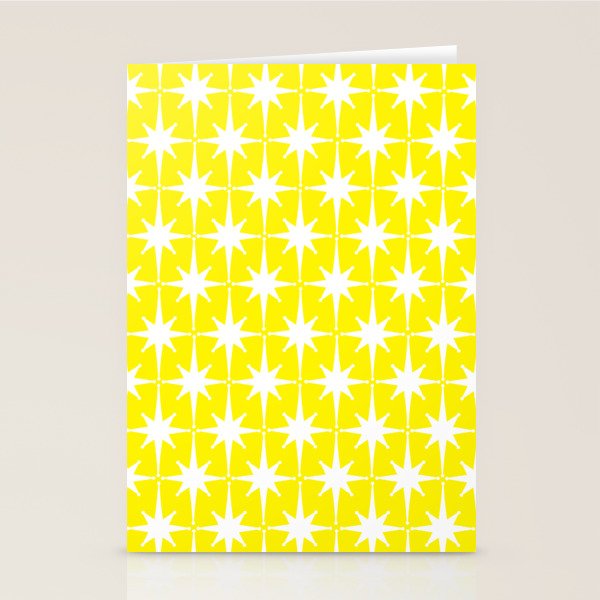 Mid Century Modern Atomic Age Starburst Pattern Yellow and White Stationery Card Gallery Image 2