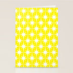 Mid Century Modern Atomic Age Starburst Pattern Yellow and White Stationery Card Gallery Image 2