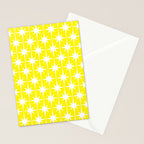Mid Century Modern Atomic Age Starburst Pattern Yellow and White Stationery Card Gallery Image 2