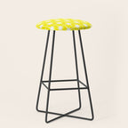Mid Century Modern Atomic Age Starburst Pattern Yellow and White Stool Gallery Image 1