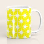 Mid Century Modern Atomic Age Starburst Pattern Yellow and White Coffee Mug Gallery Image 1