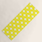 Mid Century Modern Atomic Age Starburst Pattern Yellow and White Yoga Mat Gallery Image 1