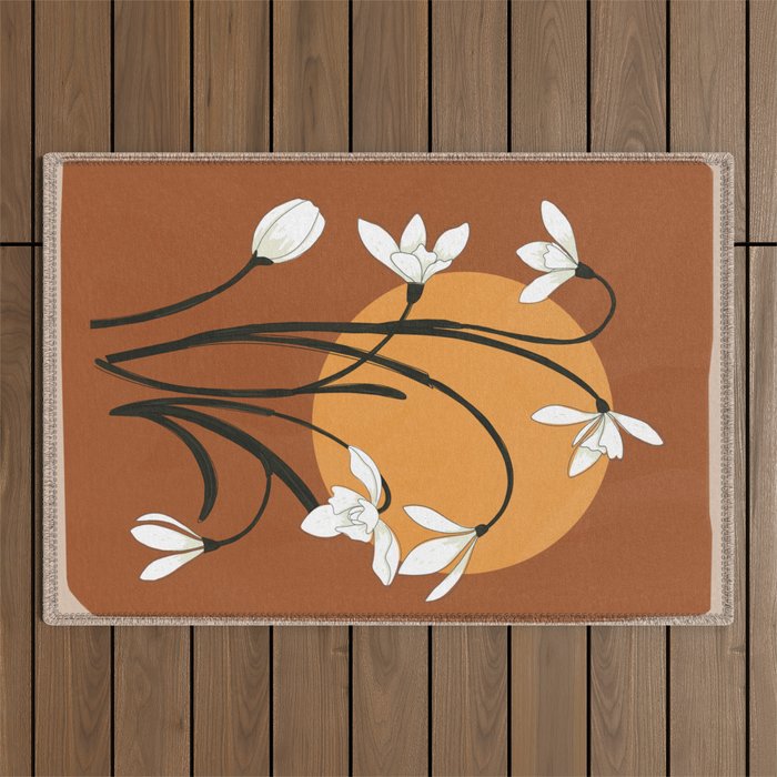 Beautiful Snowdrop Flowers 2 Outdoor Rug Gallery Image 1