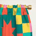 Colorful Quilt Plaid geometric pattern teal and pink Window Curtain Gallery Image 2