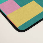 Colorful Quilt Plaid geometric pattern teal and pink Desk Mat Gallery Image 4