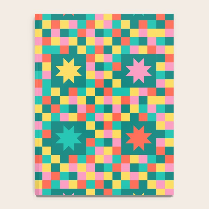 Colorful Quilt Plaid geometric pattern teal and pink Notebook Gallery Image 4