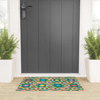 Colorful Quilt Plaid geometric pattern teal and pink Welcome Mat Gallery Image 3