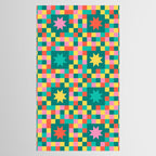 Colorful Quilt Plaid geometric pattern teal and pink Tablecloth Gallery Image 2