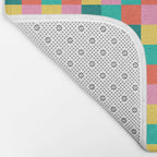 Colorful Quilt Plaid geometric pattern teal and pink Bath Mat Gallery Image 2