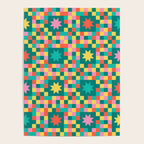 Colorful Quilt Plaid geometric pattern teal and pink Poster Gallery Image 4
