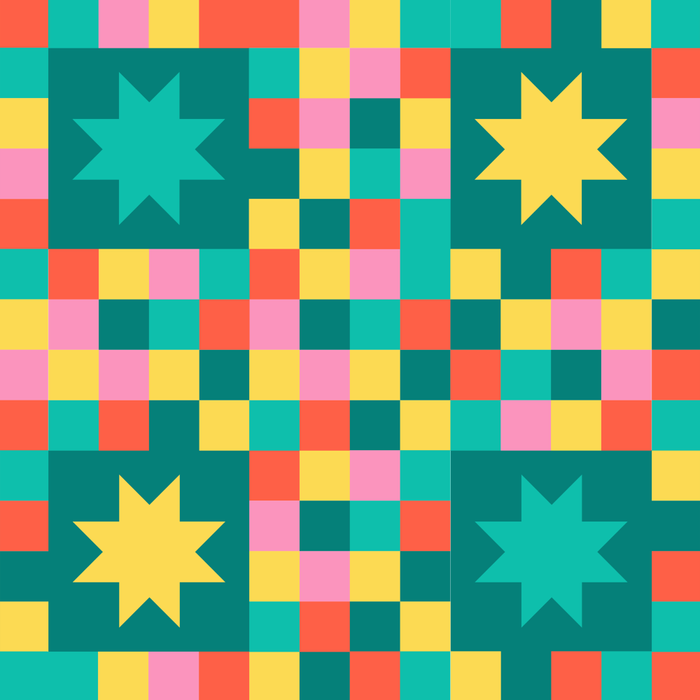 Colorful Quilt Plaid geometric pattern teal and pink Coffee Mug Gallery Image 2