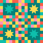 Colorful Quilt Plaid geometric pattern teal and pink Coffee Mug Gallery Image 2