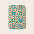Colorful Quilt Plaid geometric pattern teal and pink Bath Mat Gallery Image 1
