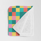 Colorful Quilt Plaid geometric pattern teal and pink Throw Blanket Gallery Image 3