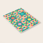 Colorful Quilt Plaid geometric pattern teal and pink Notebook Gallery Image 3
