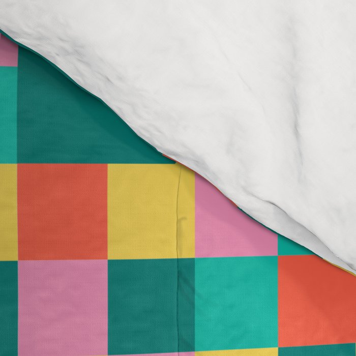 Colorful Quilt Plaid geometric pattern teal and pink Comforter Gallery Image 4
