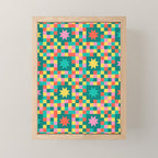 Colorful Quilt Plaid geometric pattern teal and pink Mini Art Print Gallery Image 1