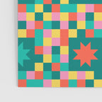 Colorful Quilt Plaid geometric pattern teal and pink Poster Gallery Image 3
